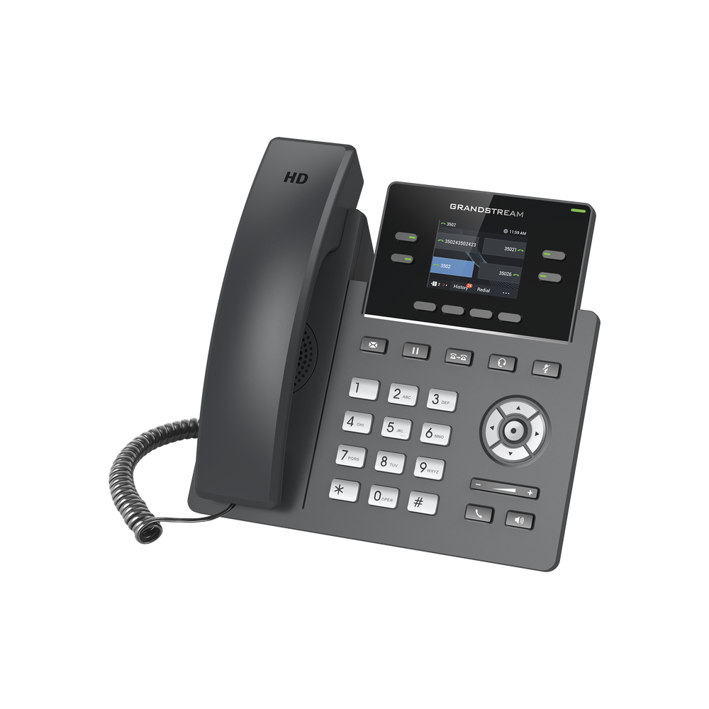 Teléfono IP Grado Operador, 4 líneas SIP con 2 cuentas, pantalla a color 2.4", codec Opus, IPV4/IPV6 con gestión en la nube GDMS