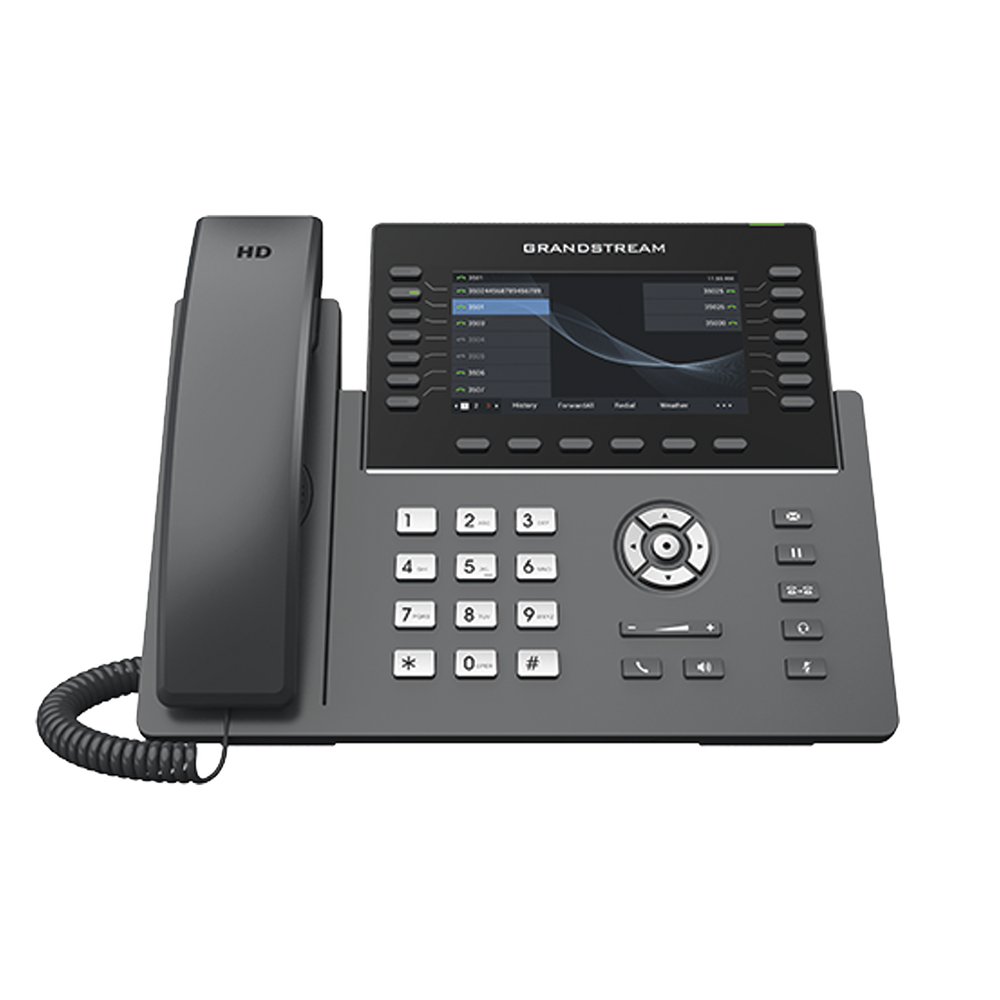 Wi-Fi IP Phone, Carrier Grade, 14 SIP lines with 6 accounts, 5" LCD display, Gigabit ports, Bluetooth, PoE, Opus codec, IPV4/IPV6 with GDMS cloud management