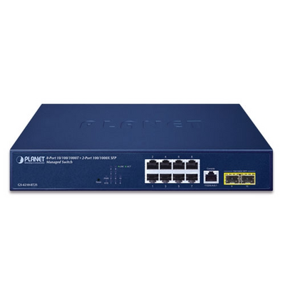 Switch Ethernet Gigabit gestionable de 8 puertos de cobre 10/100/1000BASE-T y 2 interfaces de fibra óptica SFP 100/1000B