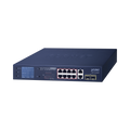 Switch No Administrable 8 Puertos Gigabit con Modo Extend PoE a 250 mts, 2 puertos Uplink 10/100/1000 Mbps, 2 Puertos SFP
