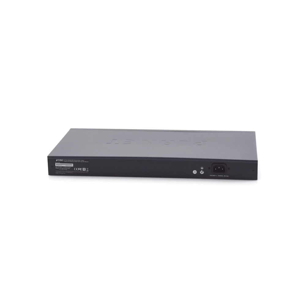 24-Port Gigabit 802.3af/at PoE Switch with Extended Mode 250m, 2 SFP 1000SX Ports, LCD Display for Basic Configuration, Up to 300W for PoE