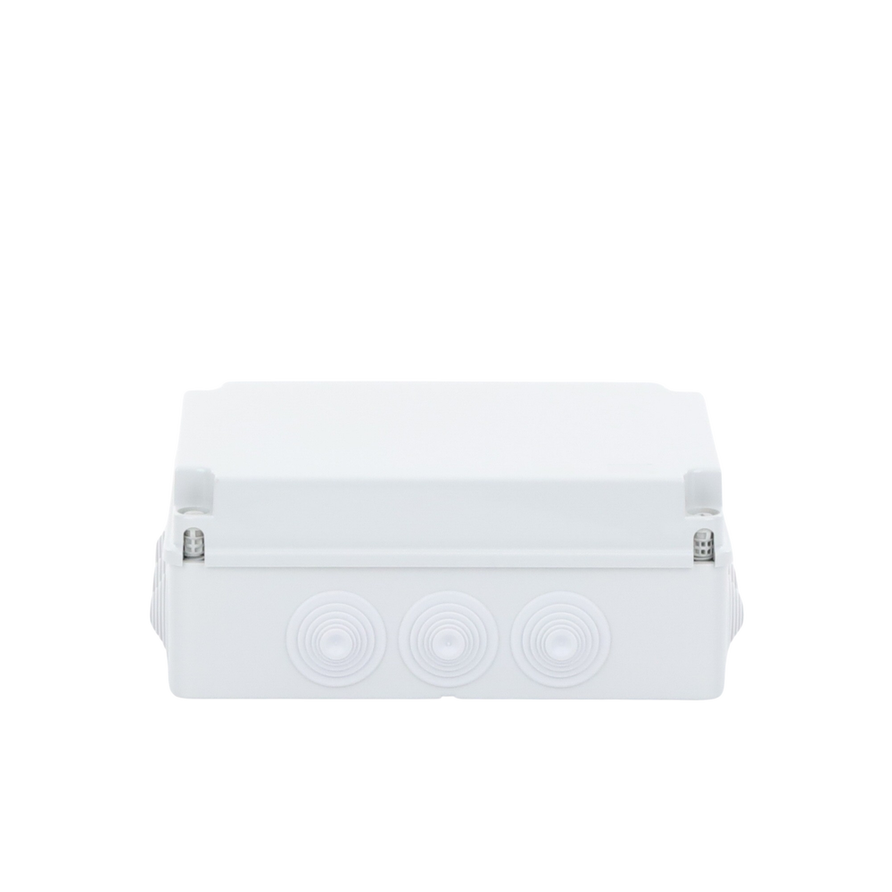 Caja de derivación de PVC Auto-extinguible con 12 entradas, tapa atornillada, 300x220x120 MM, Para Exterior (IP55)