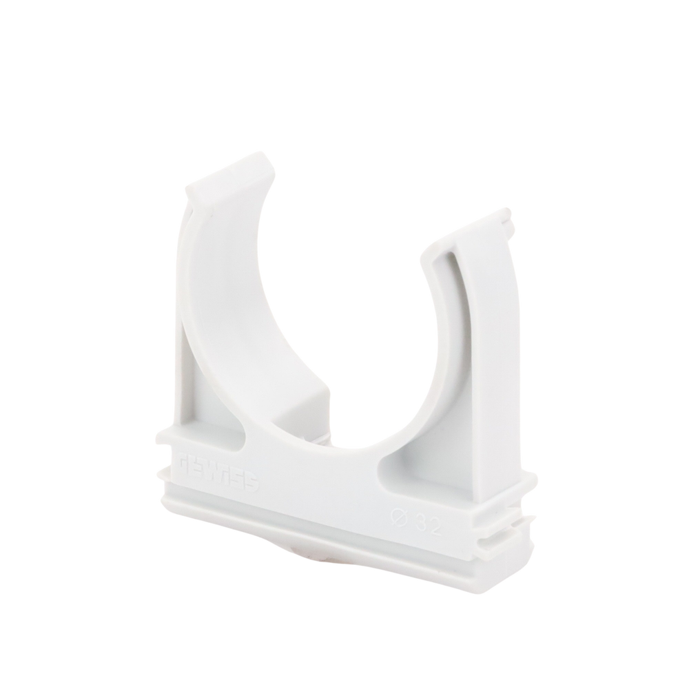 Soporte de presión (Abrazadera), PVC Auto-extinguible, abierto para tubería de 32 mm