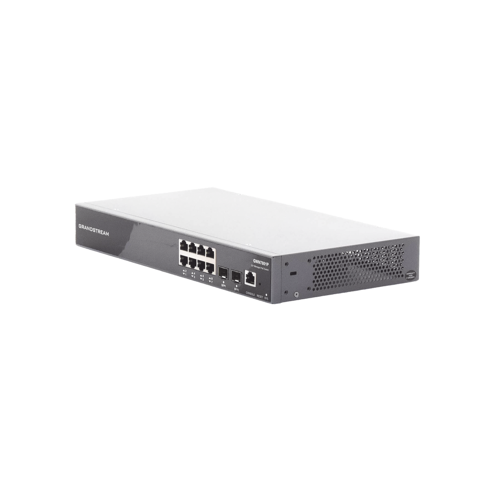 Switch PoE+ Gigabit Administrable / 8 puertos 10/100/1000 Mbps + 2 Puertos SFP Uplink / Hasta 120W / Compatible con GWN Cloud
