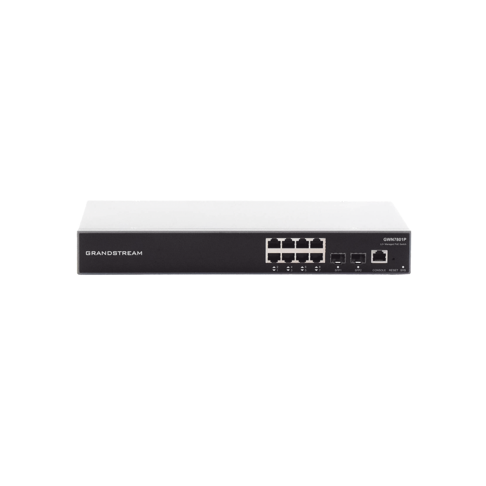 Switch PoE+ Gigabit Administrable / 8 puertos 10/100/1000 Mbps + 2 Puertos SFP Uplink / Hasta 120W / Compatible con GWN Cloud