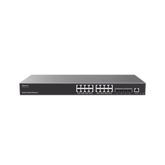 Switch Gigabit PoE+ Administrable / 16 puertos 10/100/1000 Mbps + 4 Puertos SFP+ 10G Uplink / Hasta 240W / Compatible con GWN Cloud.