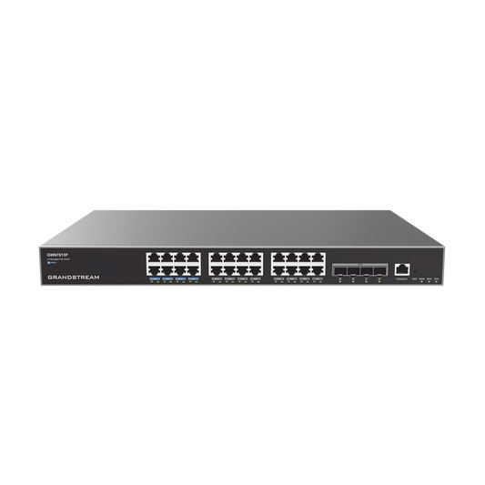 Switch Gigabit PoE+ Administrable / 24 puertos 10/100/1000 Mbps + 4 Puertos SFP+ 10G Uplink / Hasta 360W / Compatible con GWN Cloud.