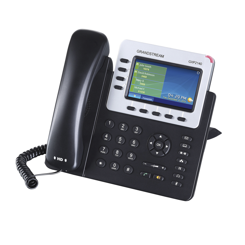 Teléfono IP Empresarial para 4 líneas. Puede agregar hasta 160 BLF (teclas de marcación rápida) con cuatro GXP2200EXT