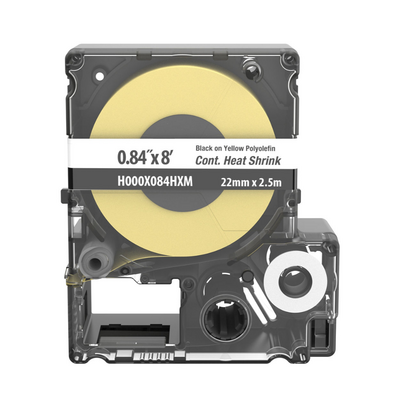 Cassette etiquetas cinta continua termo encogible .84 in d/ancho x 2.4m d/largo