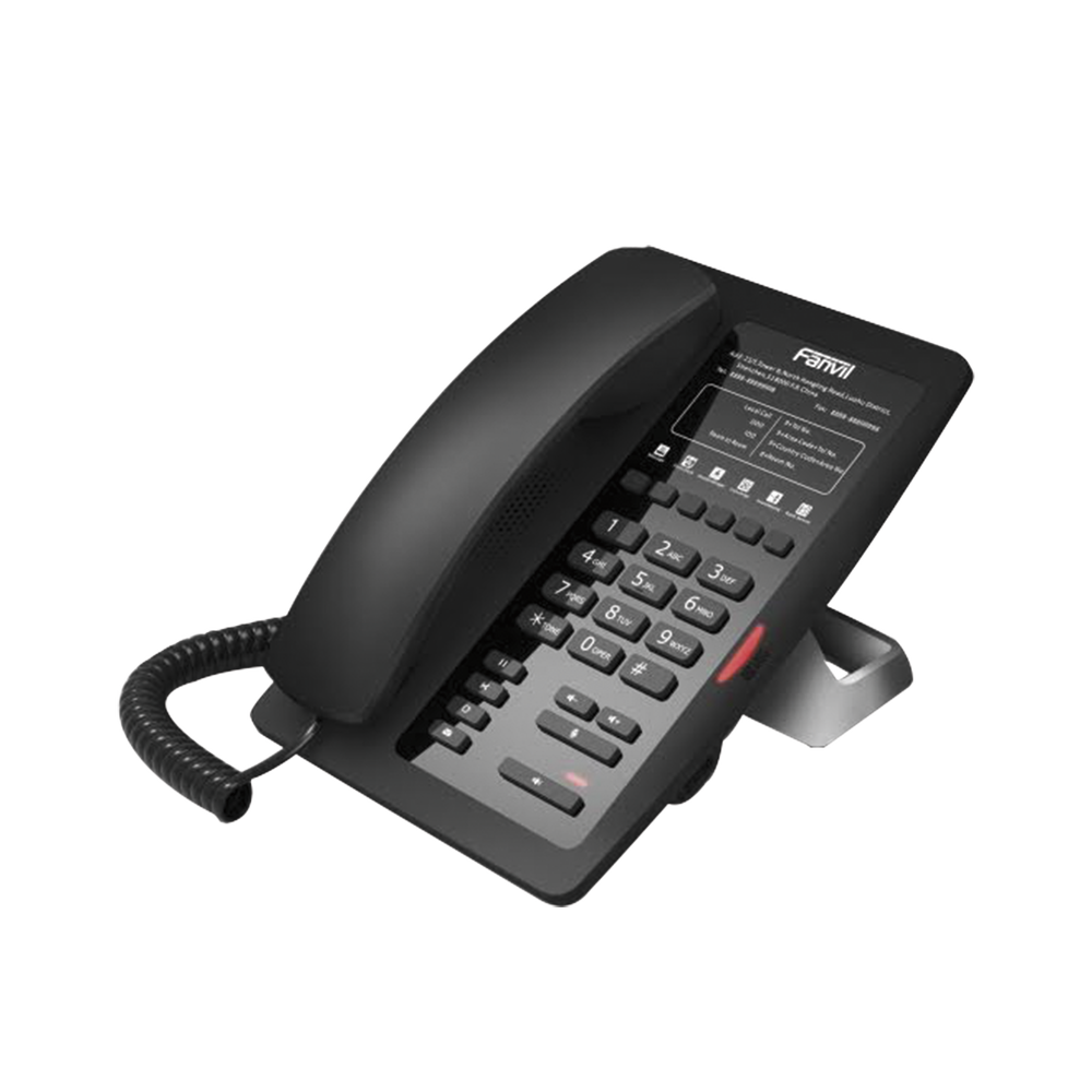 Teléfono IP para Hotelería, profesional con 6 teclas programables para servicio rápido (Hotline), plantilla personalizable con PoE 