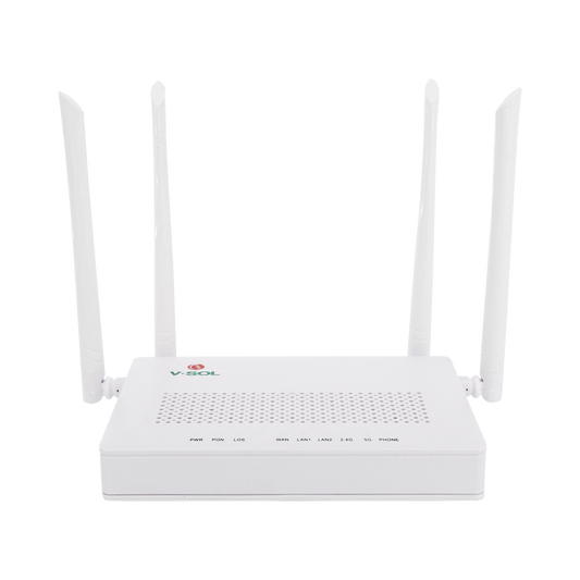 ONU Dual G/EPON con Wi-Fi AC de doble banda, 1 puerto SC/UPC + 2 puertos LAN Gigabit + 1 puerto FXS (Black Series)