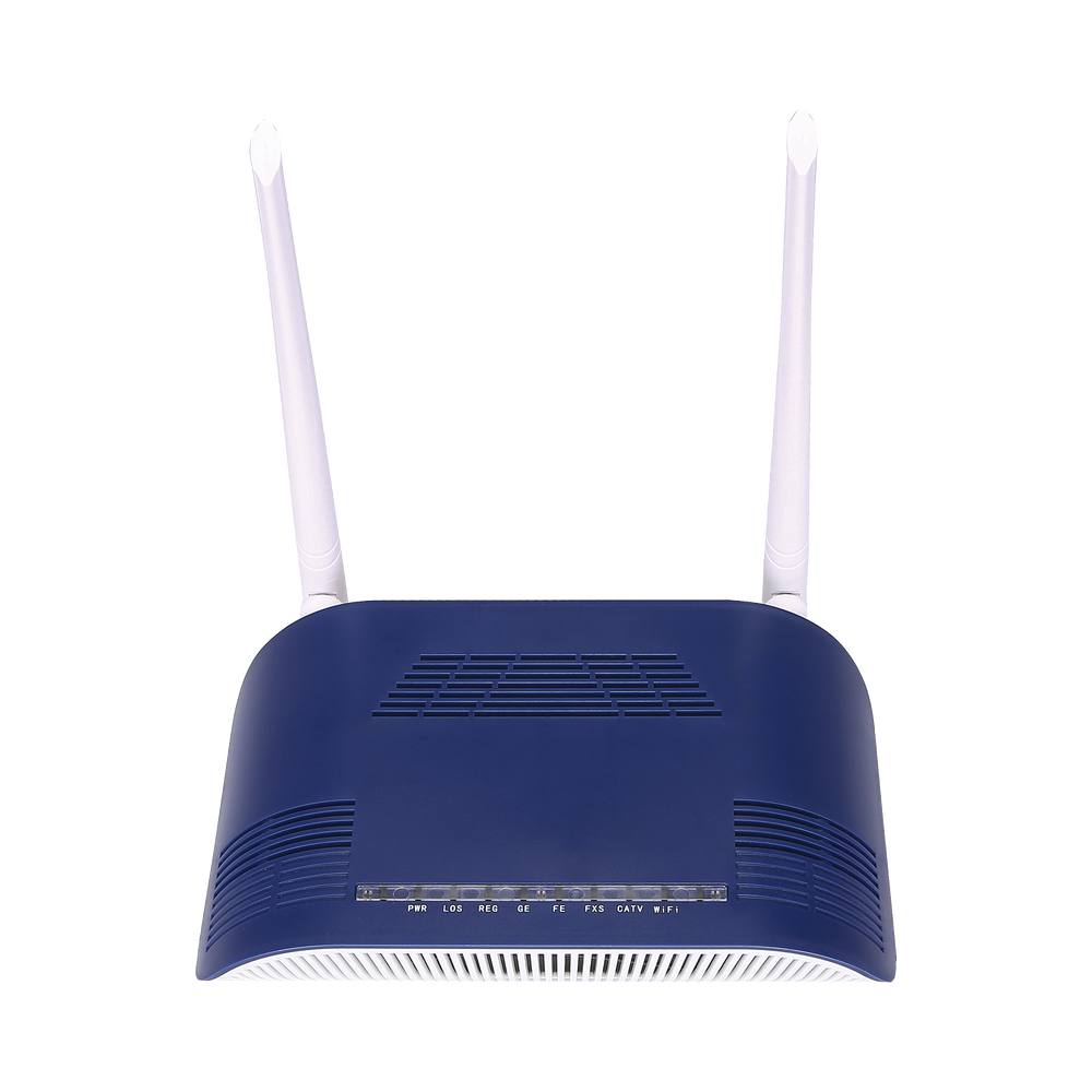 ONU Dual G/EPON con Wi-Fi en 2.4 GHz + 1 puerto SC/APC + 1 puerto LAN Gigabit + 1 puerto LAN Fast Ethernet + 1 puerto FXS + 1 puerto CATV, hasta 300 Mbps vía inalámbrico