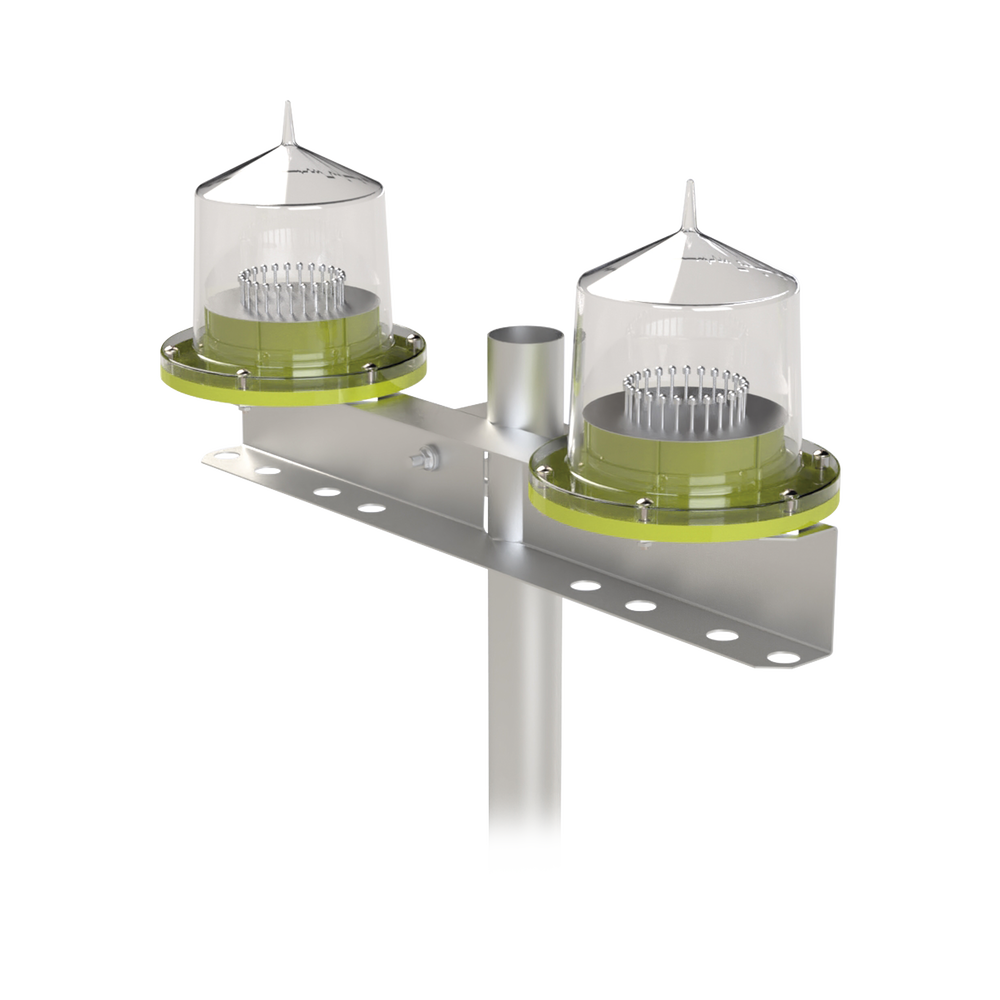 Base Doble para Lámpara de Obstrucción EI-GSLSE. Compatible con tubo hasta 1-1/4".