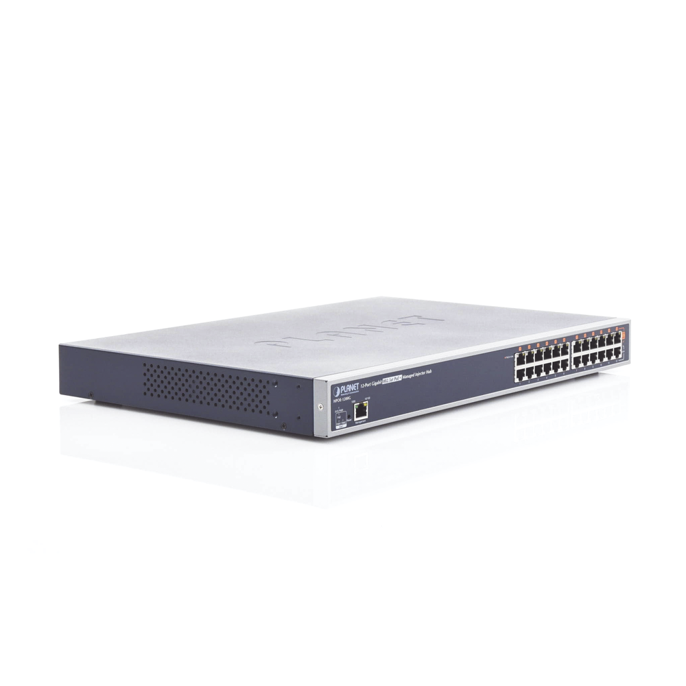 Inyector HUB high PoE 802.3at (Mid-span) administrable de 12 puertos 10/100/1000 Mbps