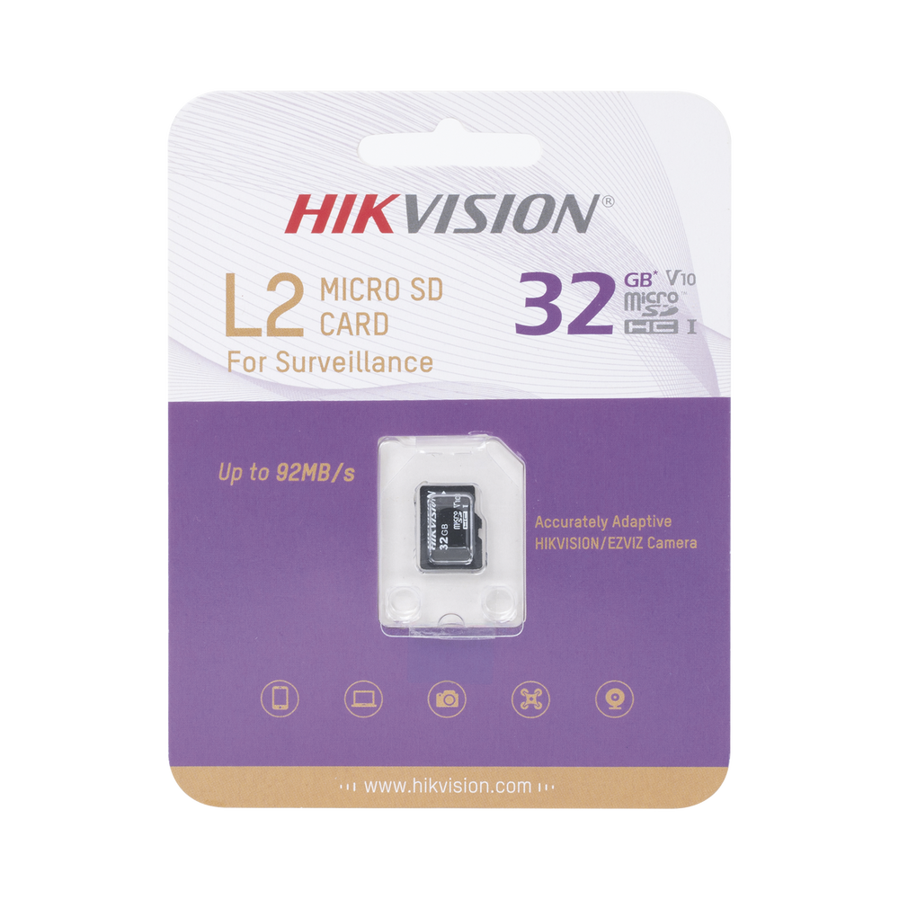 Memoria microSD / Clase 10 de 32 GB / Especializada Para Videovigilancia / Compatibles con cámaras HIKVISION