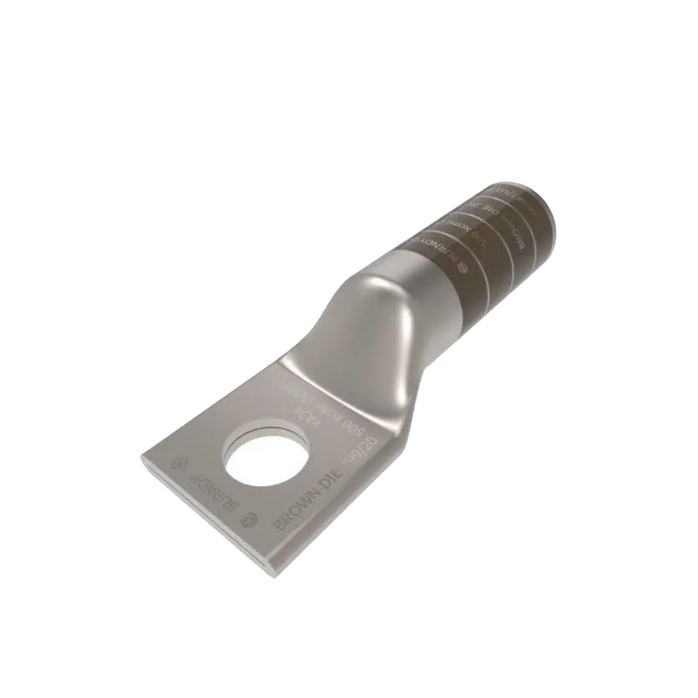Zapata Terminal de Compresión de Cañon Largo para Tornillo de 1/2" y Calibre 500 kcmil.