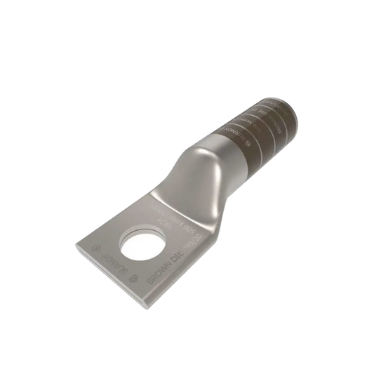 Zapata Terminal de Compresión de Cañon Largo para Tornillo de 1/2" y Calibre 500 kcmil.