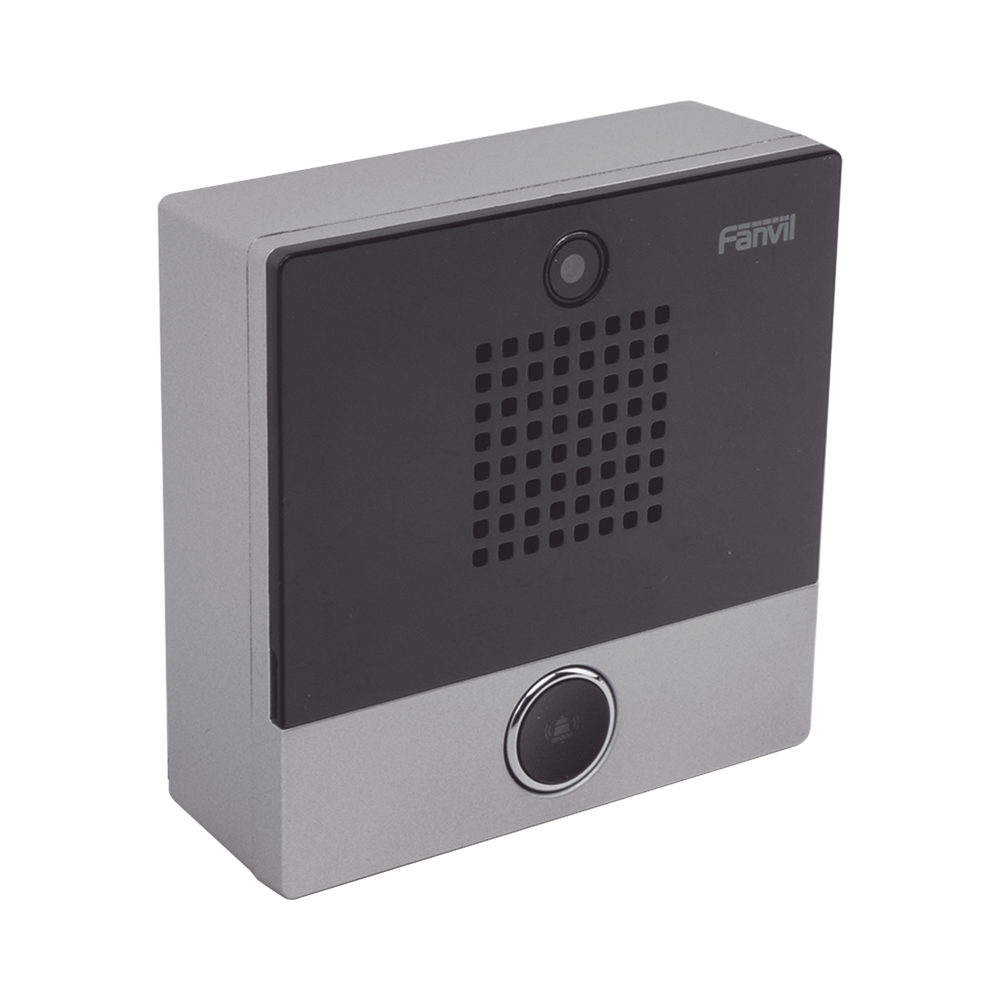 Mini video intercom for hotels and hospitals, with elegant design, PoE, 1Mpx camera, 1 button, 1 integrated input and output relay.