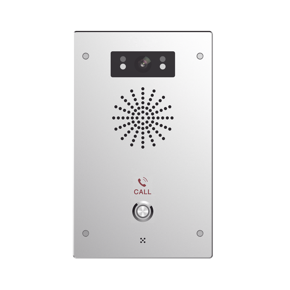 Video Intercomunicador IP, 2 líneas SIP, 2 relevadores con botón para llamada, Onvif, anti-vandálico, PoE, IP65 e IK10, PoE