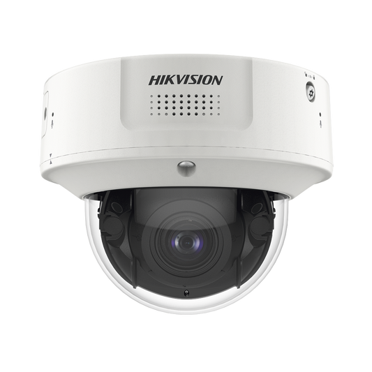 Domo IP 4 Megapixel / 30 mts IR EXIR / Lente Mot. 2.8-12 mm / IK10 / H.265+ / WDR 140 dB / Detección Facial / DeepinView / Búsqueda por Atributos / Micrófono Integrado