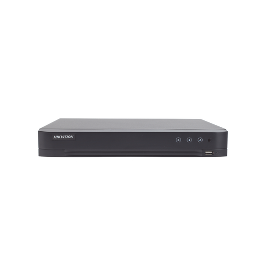 (ACUSENSE / Evita Falsas Alarmas) DVR 4 Megapixel / 4 Canales TURBOHD + 2 Canales IP / 1 Bahía de Disco Duro / Audio Coaxitron