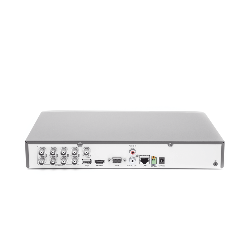 (ACUSENSE / Avoid False Alarms) 4 Megapixel DVR / 8 TURBOHD Channels + 4 IP Channels / 1 Hard Drive Bay / Coaxitron Audio / Full HD Video Output