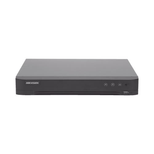 (ACUSENSE / Evita Falsas Alarmas) DVR 4 Megapixel / 8 Canales TURBOHD + 4 Canales IP / 1 Bahía de Disco Duro / Audio por Coaxitron / Salida de Vídeo en Full HD