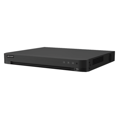 (ACUSENSE / Evita Falsas Alarmas) DVR 4K / 16 Canales TURBOHD + 16 Canales IP / 2 Bahía de Disco Duro / Audio por Coaxit