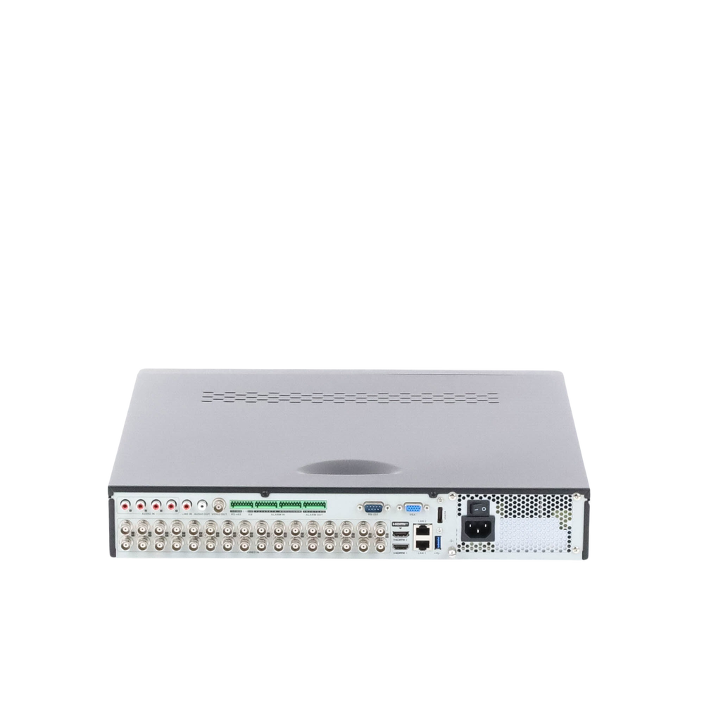 DVR 8 Megapixel / 32 Canales TURBOHD + 32 Canales IP / 4 Bahías de Disco Duro / 32 Cánales de Audio por Coaxitron / Videoanalisis / 16 Entradas de Alarma