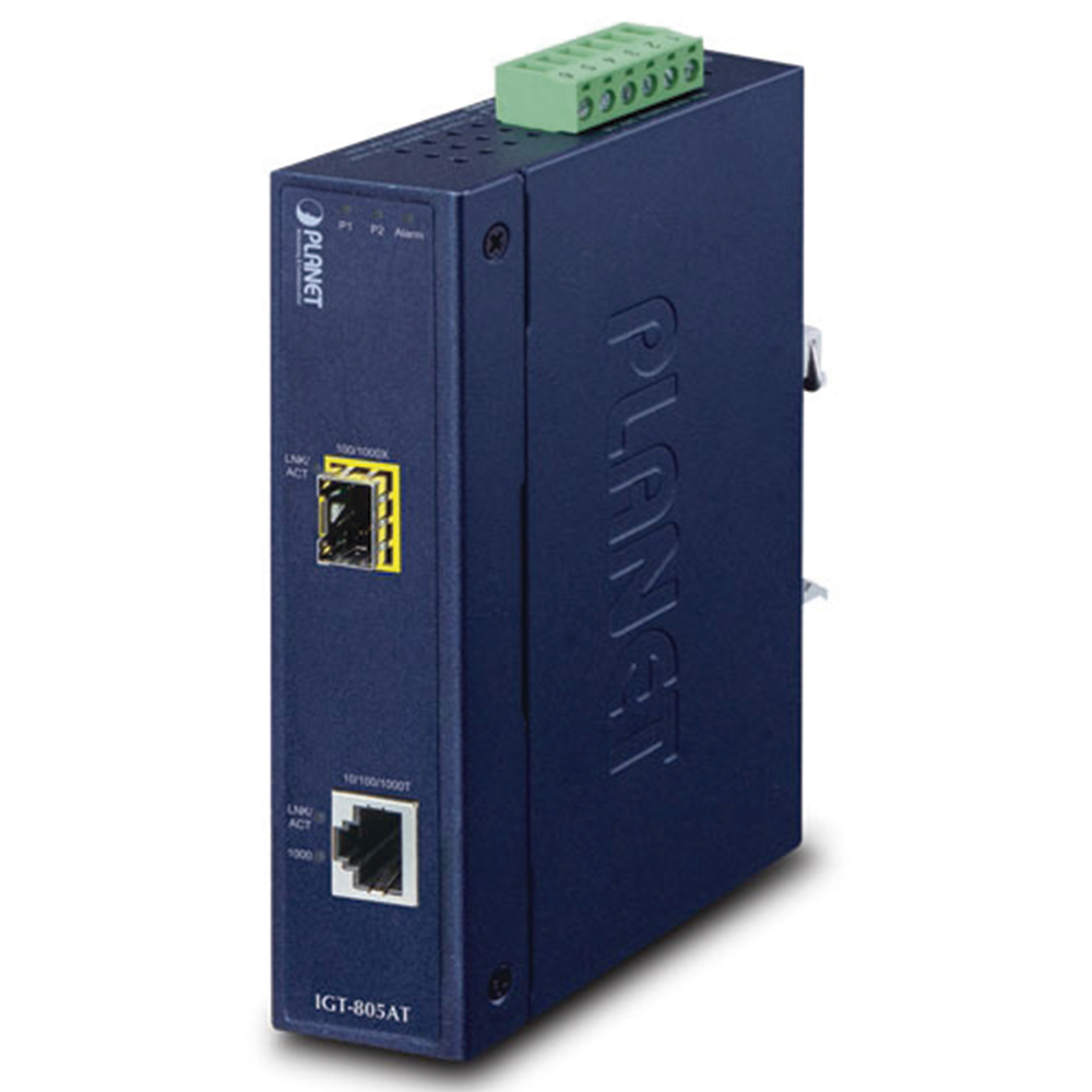 Convertidor de medios industrial de 10/100/1000BASE-T a 100/1000BASE-X SFP