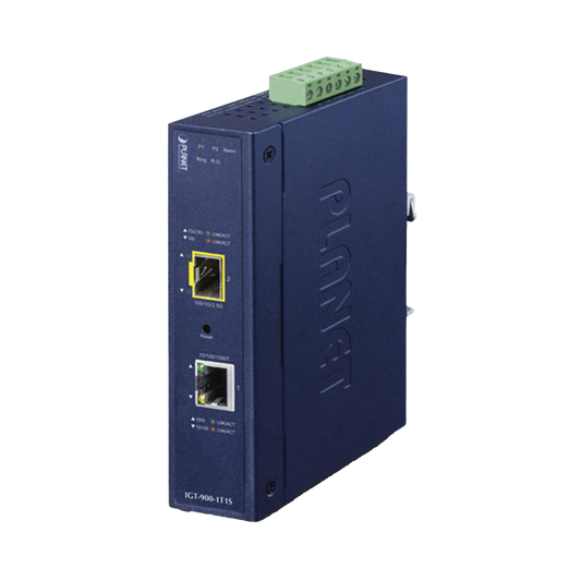 Convertidor de Medios Industrial Administrable,  Puerto Ethernet 10/100/1000 BASE-T a  Puerto SFP 100/1000/2500X 