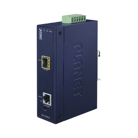 Convertidor de Medios Industrial Administrable,  Puerto Ethernet 10/100/1000 BASE-T a  Puerto SFP 100/1000X 