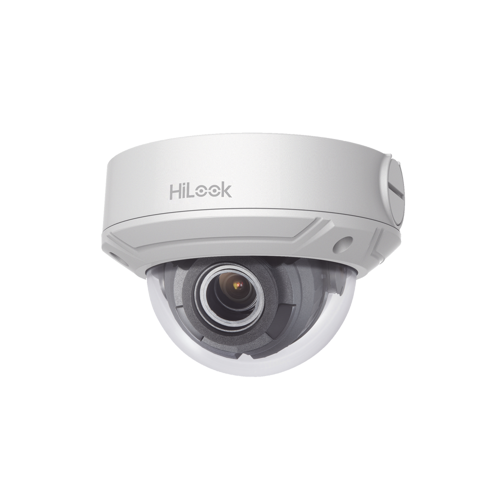 HiLook Series / Domo IP 4 Megapixel / 30 mts IR / Exterior IP67 / PoE / WDR 120 dB / Lente Motorizado 2.8-12 mm / IK10 / MicroSD