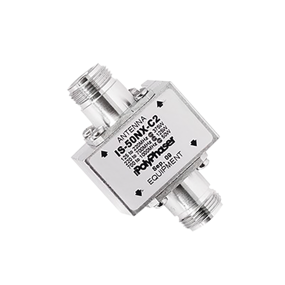 Protector Coaxial RF de CD Para 125 - 1000 MHz Con Ceja lateral y Conectores N Hembra en Ambos Lados, 50 Ω