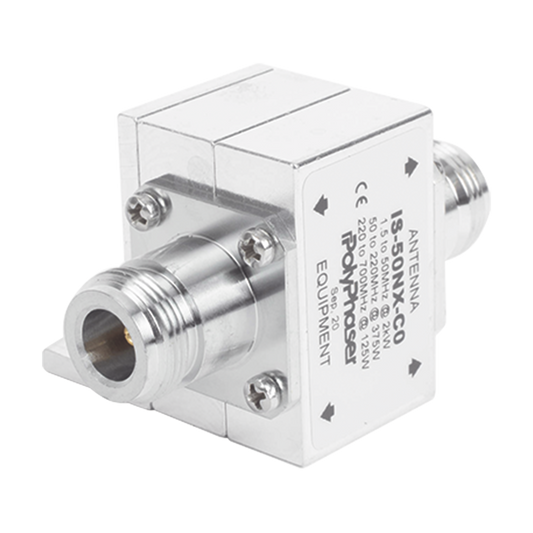 Protector RF Coaxial Para 1.5 a 700 Mhz Con Conectores N Hembra en Ambos Lados Con Ceja Lateral, 10 Años de Garantía