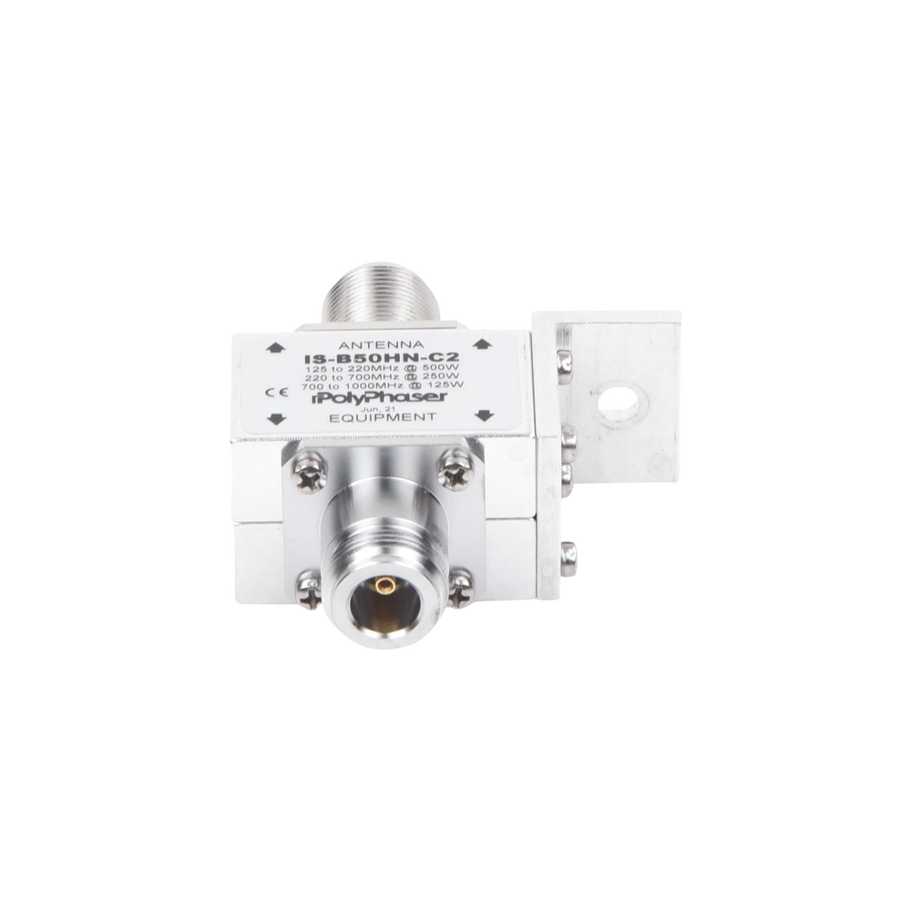 Protector RF Coaxial Para 125 a 1000 MHz Con Ceja Frontal Con Conectores N Hembra en Ambos Lados, 50 Ω