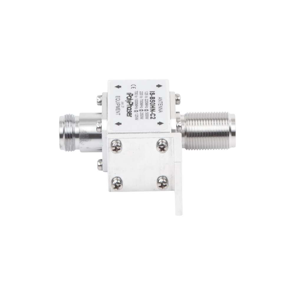 Protector RF Coaxial Para 125 a 1000 MHz Con Ceja Frontal Con Conectores N Hembra en Ambos Lados, 50 Ω