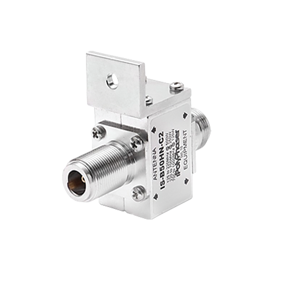 Protector RF Coaxial Para 125 a 1000 MHz Con Ceja Frontal Con Conectores N Hembra en Ambos Lados, 50 Ω
