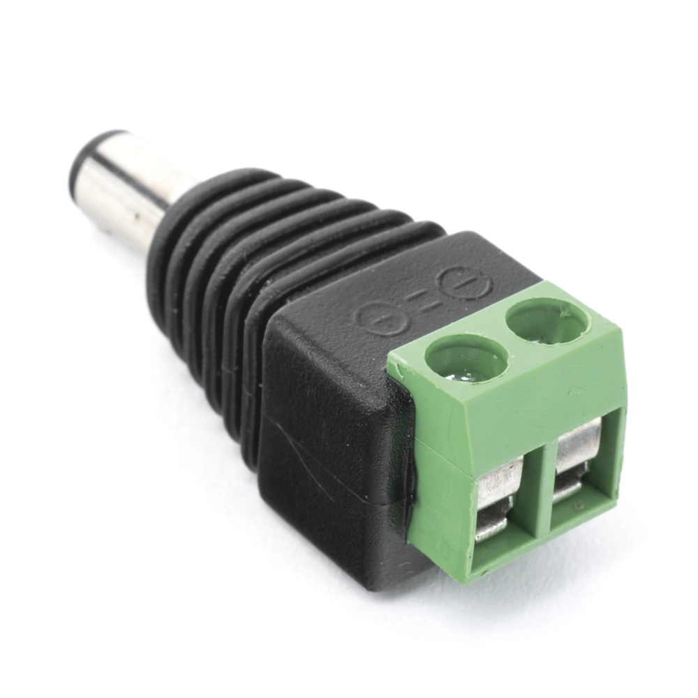 3.5mm Polarized 12V DC Jack Male Adapter / Screw Type Terminals / Polarized (+/-) / Ideal for CCTV Cameras.
