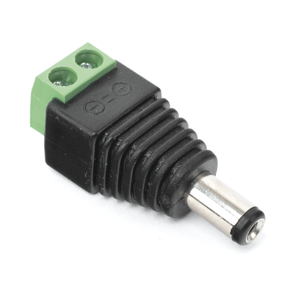 3.5mm Polarized 12V DC Jack Male Adapter / Screw Type Terminals / Polarized (+/-) / Ideal for CCTV Cameras.