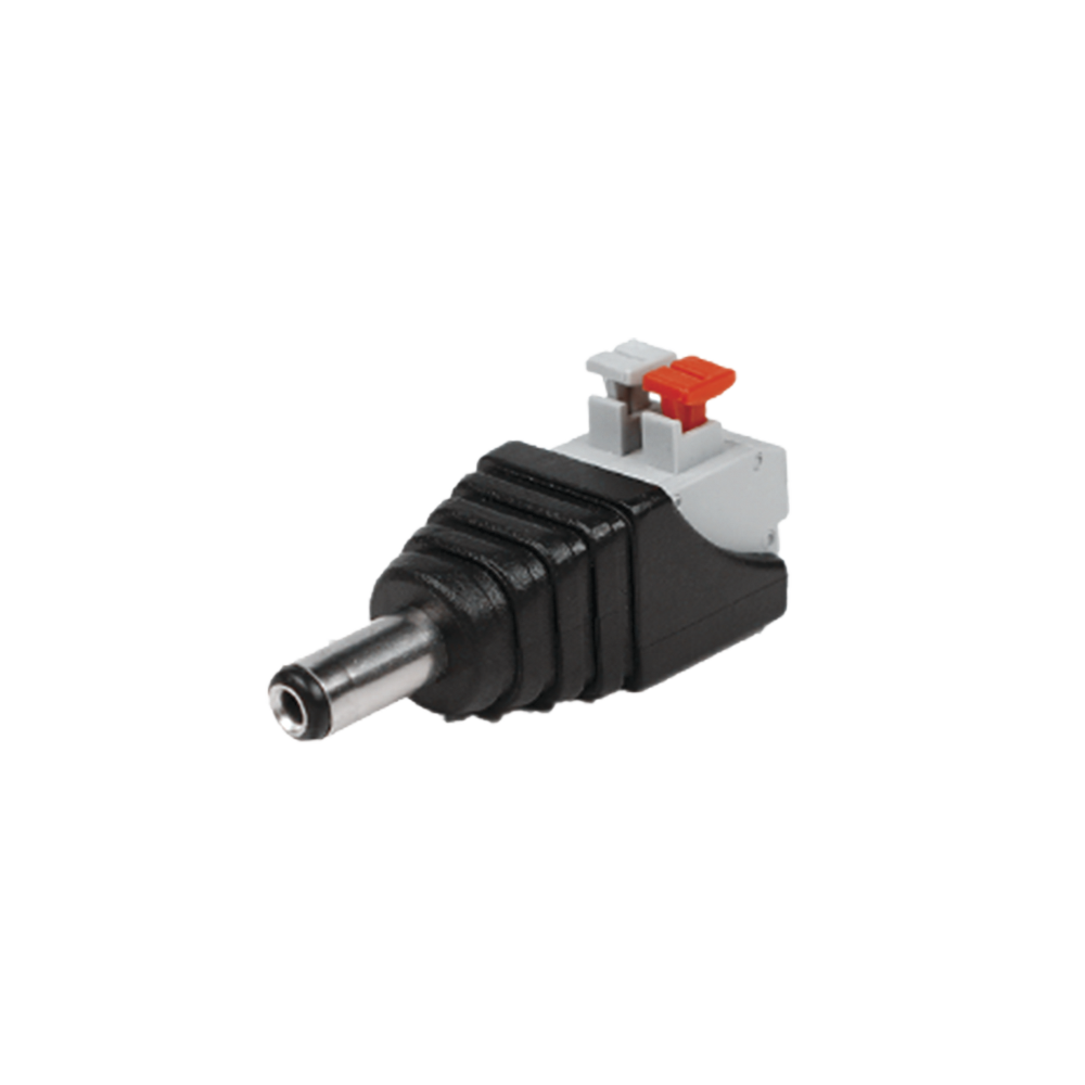 Adaptador tipo Jack de 3.5 mm Macho Polarizado de 12 vcd con Terminales de Presión.