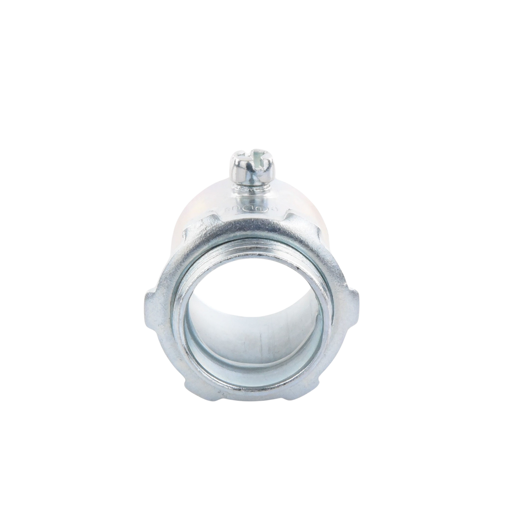 Conector 1" (25mm) pared delgada con tornillo tipo americano galvanizado etiqueta verde