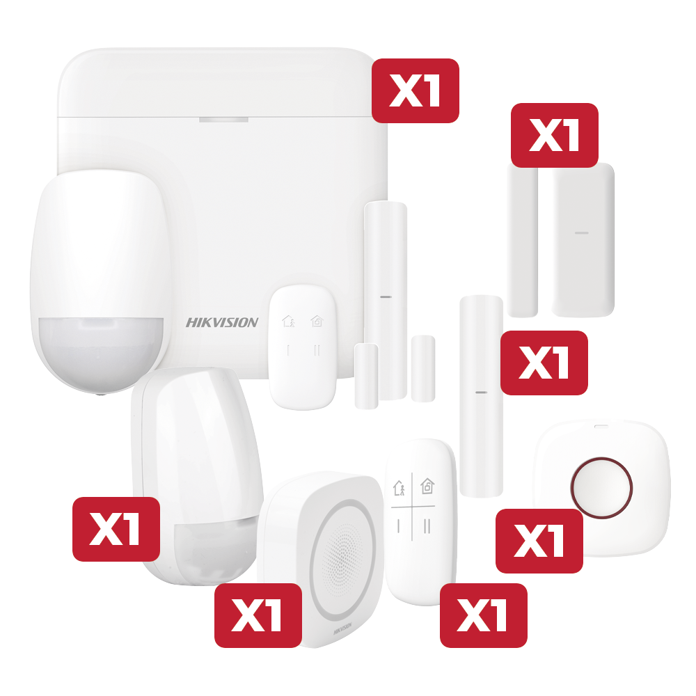 Kit de Alarma 48 Zonas / Incluye Panel / Contacto Magnético / Detector PIR / Botón de Pánico / Sirena Inalámbrico / Control Remoto