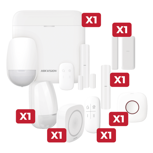 Kit de Alarma 48 Zonas / Incluye Panel / Contacto Magnético / Detector PIR / Botón de Pánico / Sirena Inalámbrico / Control Remoto