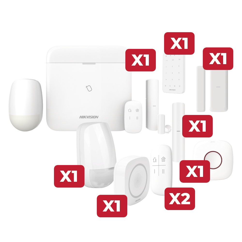Kit de Alarma 96 Zonas / Incluye Panel / Contacto Magnético / Detector PIR / Botón de Pánico / Sirena Inalámbrico / Control Remoto