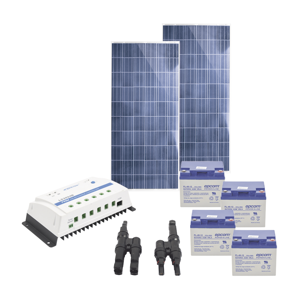 Kit Solar de 12 /24 Vcd para alimentar equipos con consumo de 30W / NO INCLUYE CONECTORES MC4