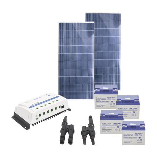 Kit Solar de 12 /24 Vcd para alimentar equipos con consumo de 30W / NO INCLUYE CONECTORES MC4