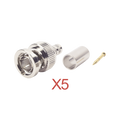 Kit de 5 Conectores BNC Macho RFB-1707-D de Anillo Plegable / RG-59, 75 Ohm.