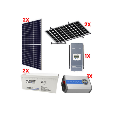 Kit de Energía Solar de 110W / Con Soporte Para Paneles Solares en Pared / Ideal para Luminarias y Electrodomésticos Ese