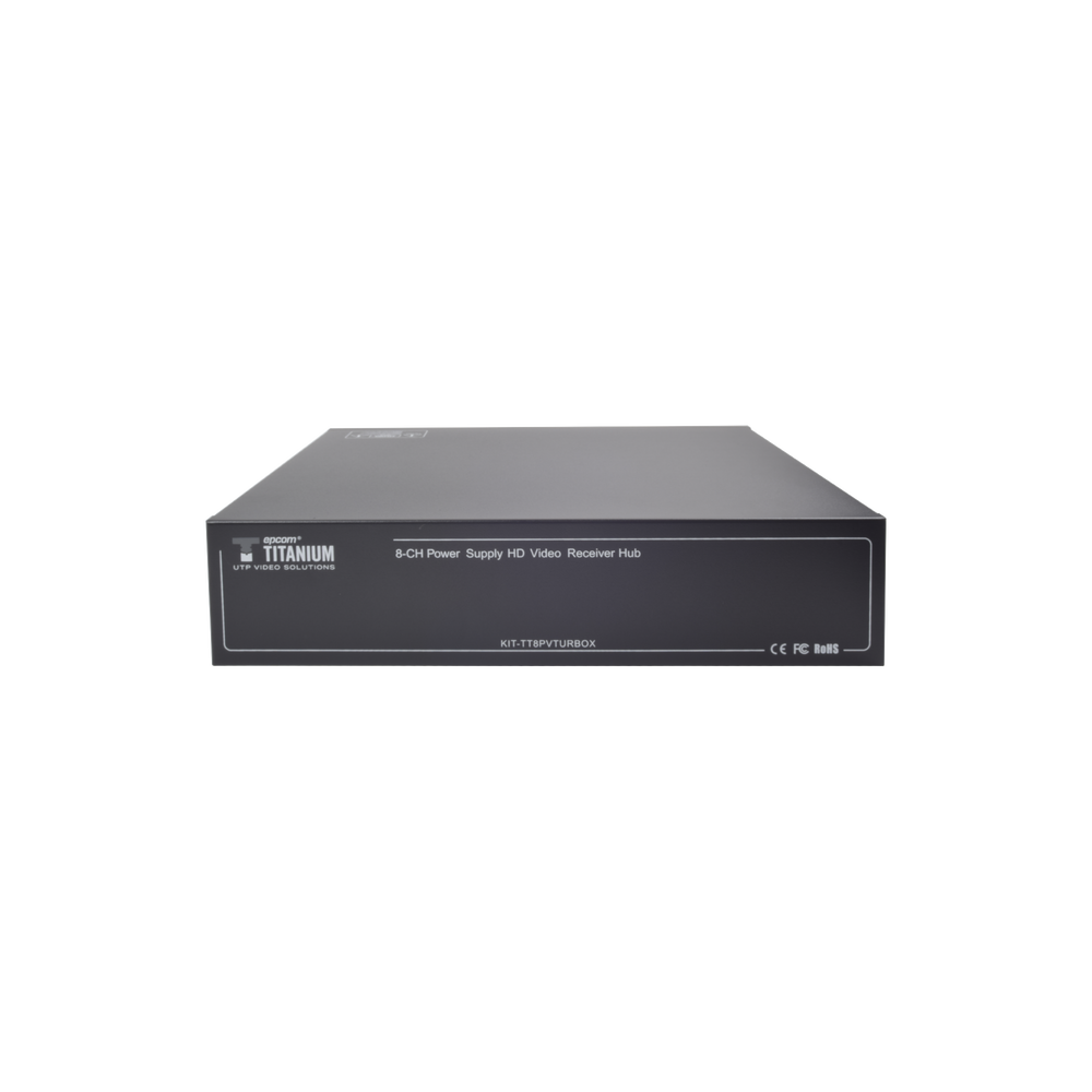 Kit de TRANSCEPTOR ACTIVO DE 8 CANALES / VIDEO+PODER en un solo Cable UTP / 150 metros en 4K, 200 metros en 5 MP/ Envía 36 Vcc y Recibe 12 Vcc / TODO INCLUIDO PARA RACK / Compatible con cámaras HD-TVI/CVI/AHD/CVBS / INSTALACIÓN LIMPIA